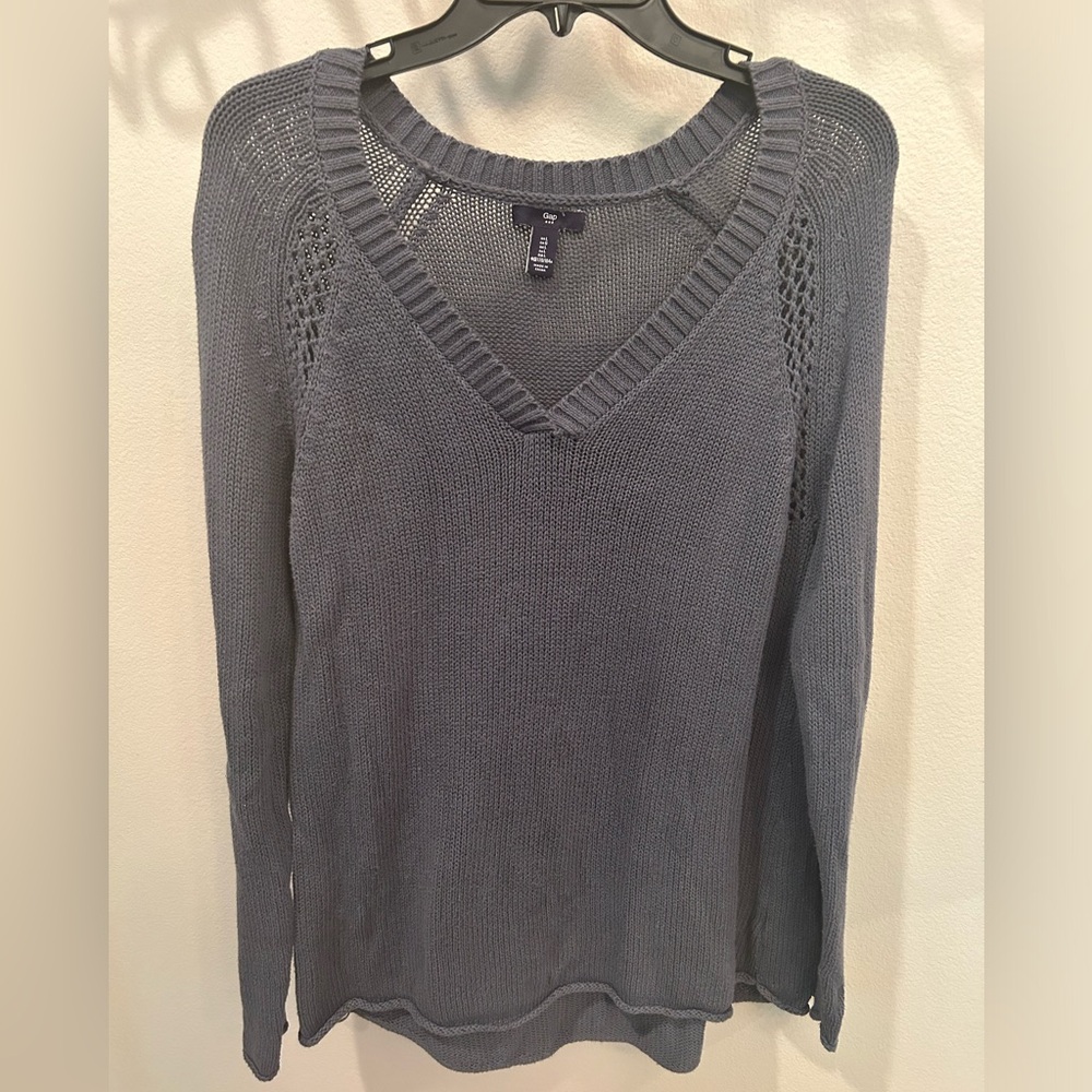Gap blue knit sweater over layer size large
